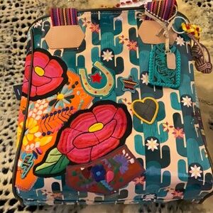 Consuela Teal and Tan Cactus Tote